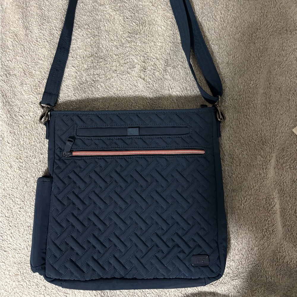 Lug Quilted Navy Messenger Bag